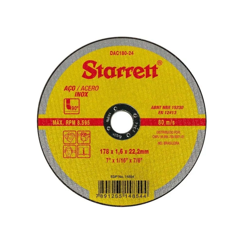 Disco de Corte 7&quot; 178X1,6X22,2mm DAC180-24 Starrett