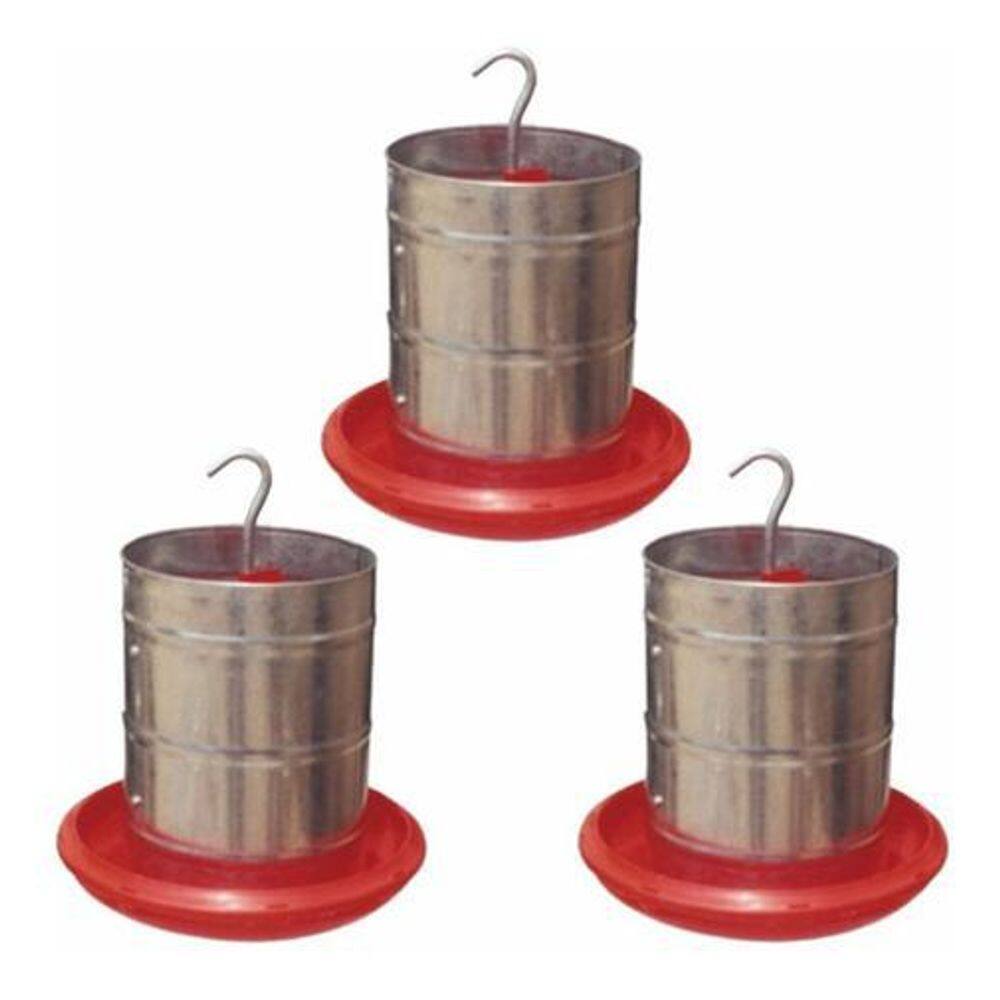 Comedouro Aves Galvanizado Prato Plástico 3Kg 3 Unidades