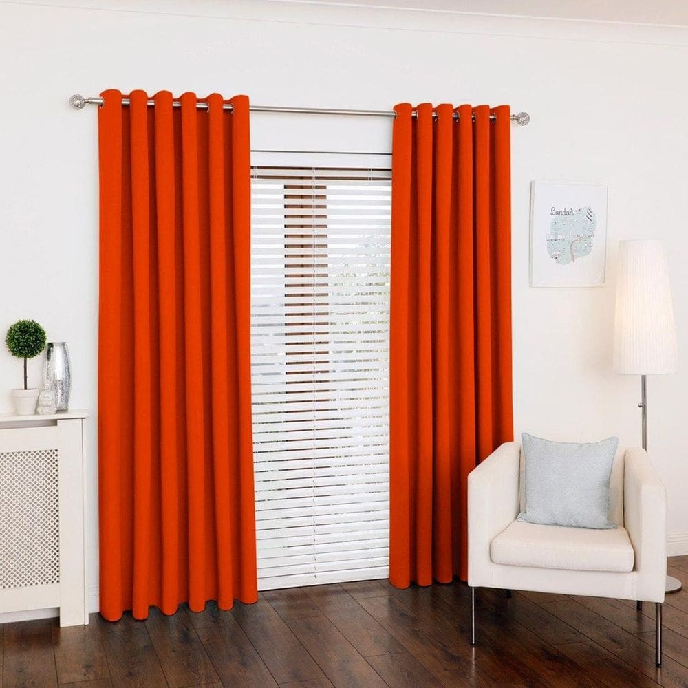 Cortina Lana Laranja Oxford 300X250 Para Sala/Quarto