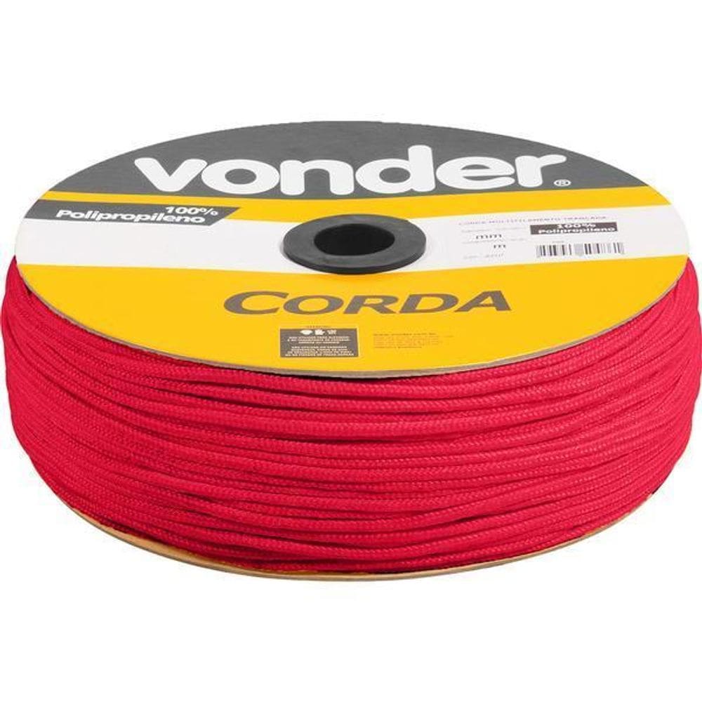 Corda Multifilamentada Trançada 6Mmx165M 2,55Kg Vermelha Pol