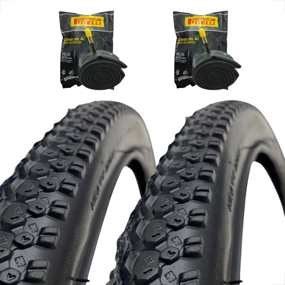 Par Pneu Bike Bicicleta Mtb Shiver Rocky Aro 26 x 1.95 Tipo Scorpion + Par camara de ar 26 Pirelli