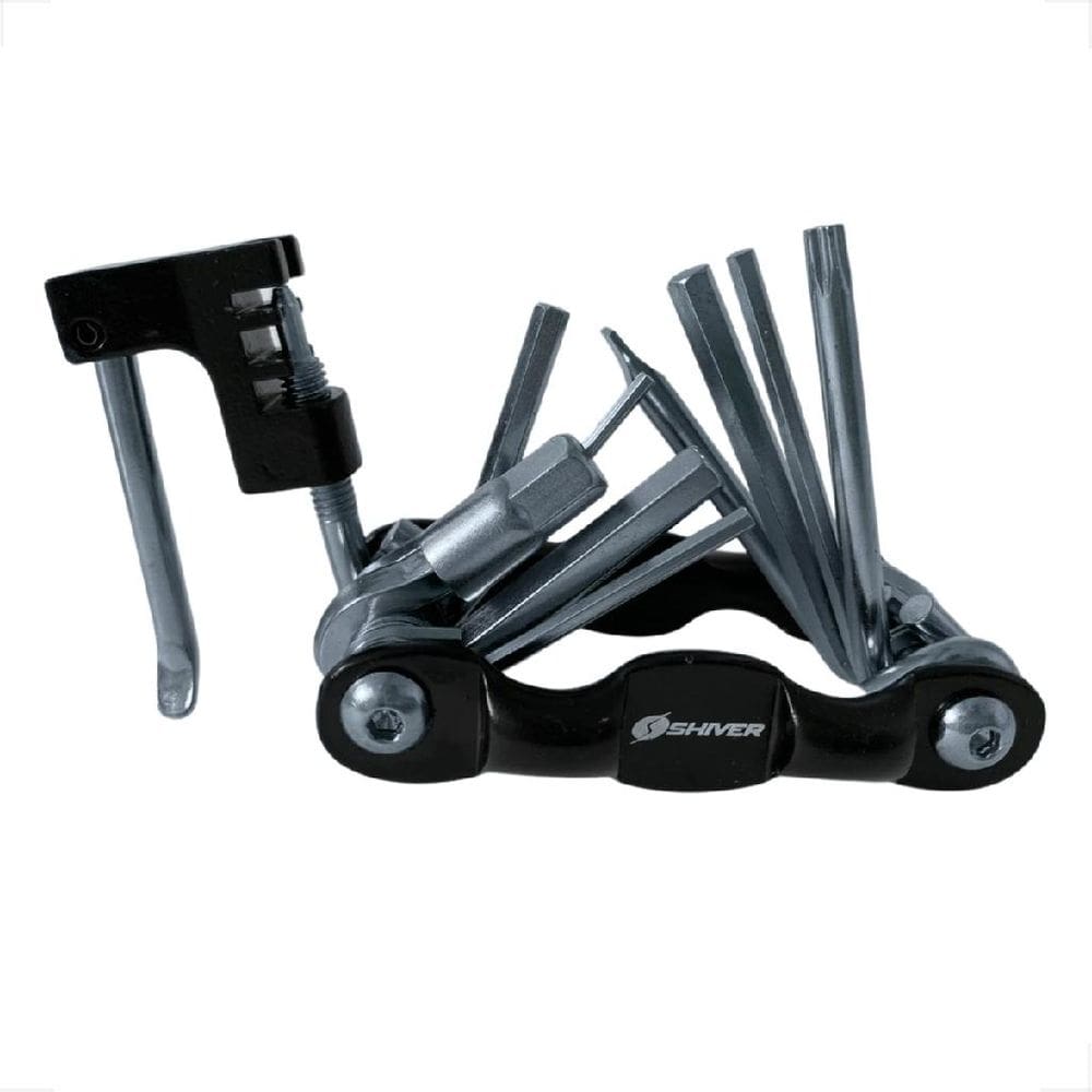 Kit Chave Multiuso Shiver Com Extrator Saca Pino Corrente De Bike Bicicleta 10 Funcoes