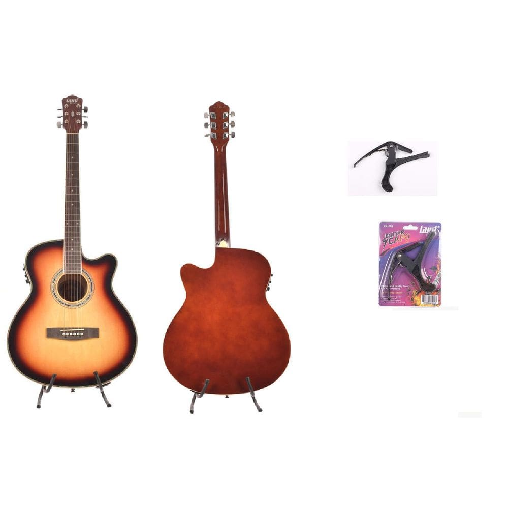 Kit Com Violão Land Aço Sunburst /Capotraste Pba04