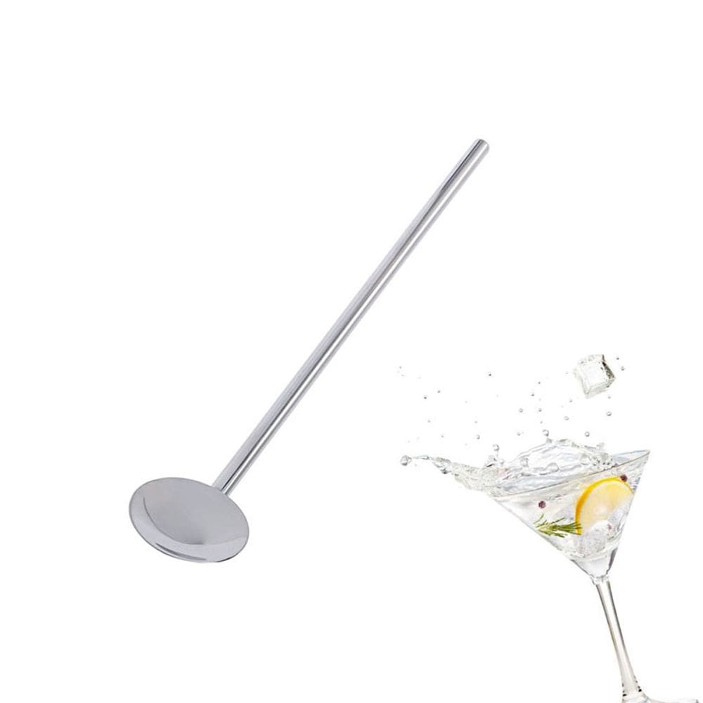 Colher Canudo em Aço Inox Prata para Drinks 20cm