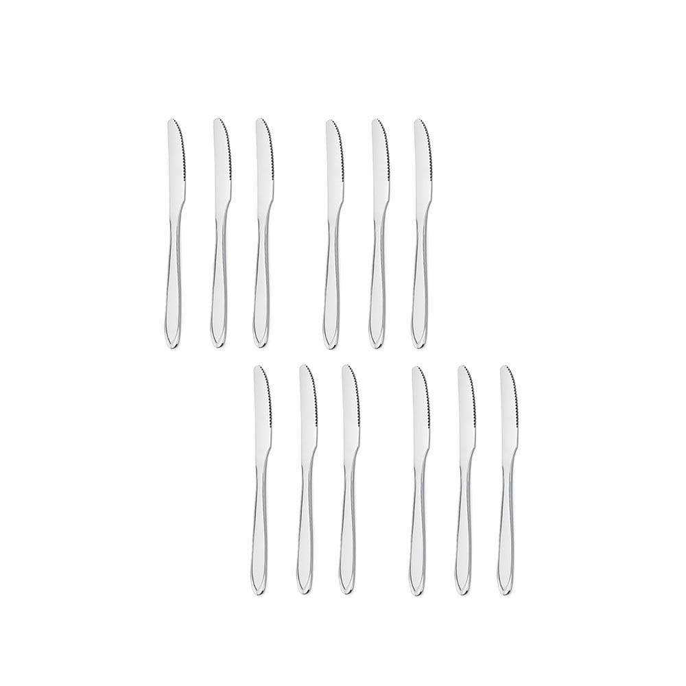 Faca de Sobremesa Jogo Talheres Aço Inox Victoria 12un
