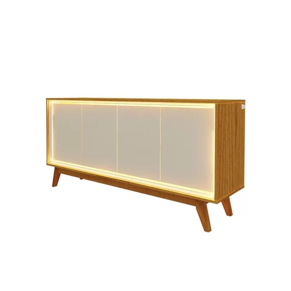 Buffet Aparador 4 Portas com LED Requinte Naturale e Off White 160cm