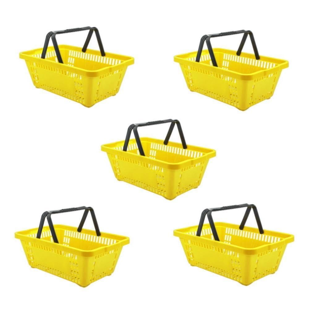 Cesto De Compras D100 Dellaplast 16L 45X29X19 Amarelo Kit 5
