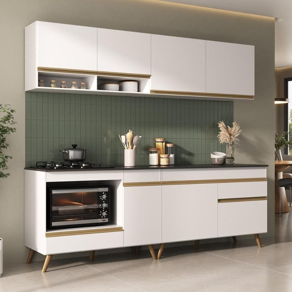 Armário de Cozinha Modulada Compacta com Balcão para Cooktop/Forno Veneza Multimóveis MP2262