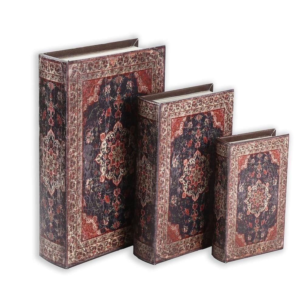 Kit 3 Livro Camuflado Book Cofre Decorativo Fake Porta Joias Documentos Caixa Organizador Madeira Magnetico Retro Vintag