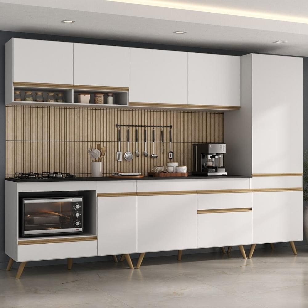 Cozinha Modulada Completa Compacta 5 Pçs com Balcão para Cooktop Veneza Multimóveis MP2266