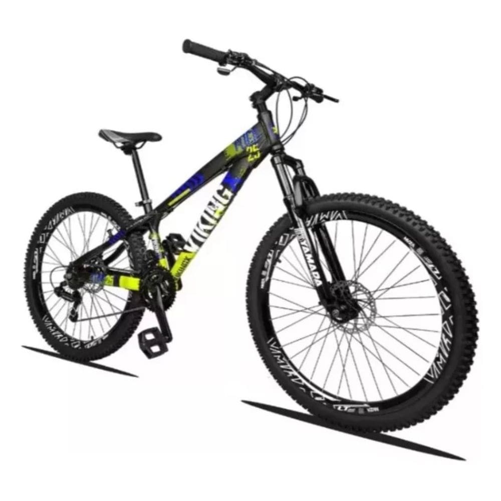 Bicicleta Vikingx 26 Câmbios Shimanos 21V Preto Amarelo