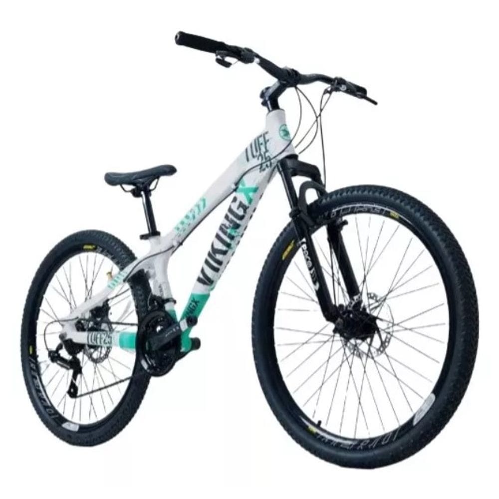 Bicicleta Vikingx Aro 26 Câmbios Shimanos 21V Branco Verde