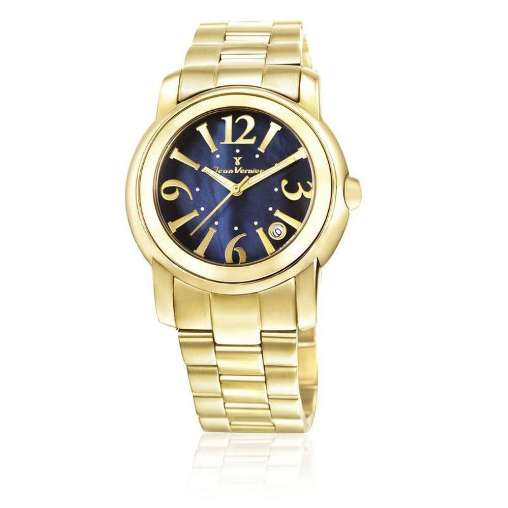 Relógio De Pulso Jean Vernier Analógico Dourado Jv01007