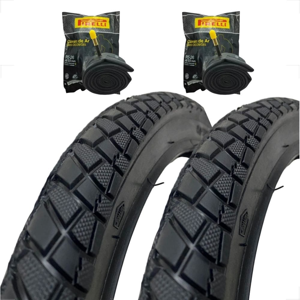 Par Pneu Bicicleta Shiver Tipo Praieiro Aro 26 X 2.125 Bmx-4 Balão + Par Camara aro 26 Pirelli