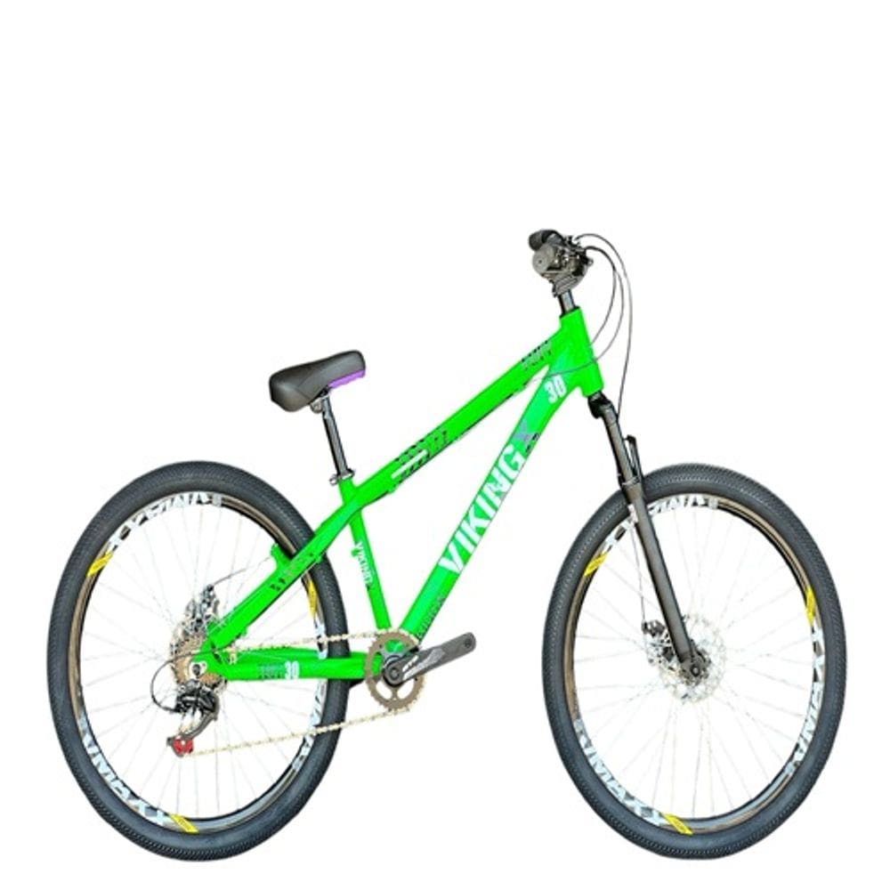 Bicicleta Vikingx Verde Aro 26 Single 1x7 Freios a Disco Wheeling