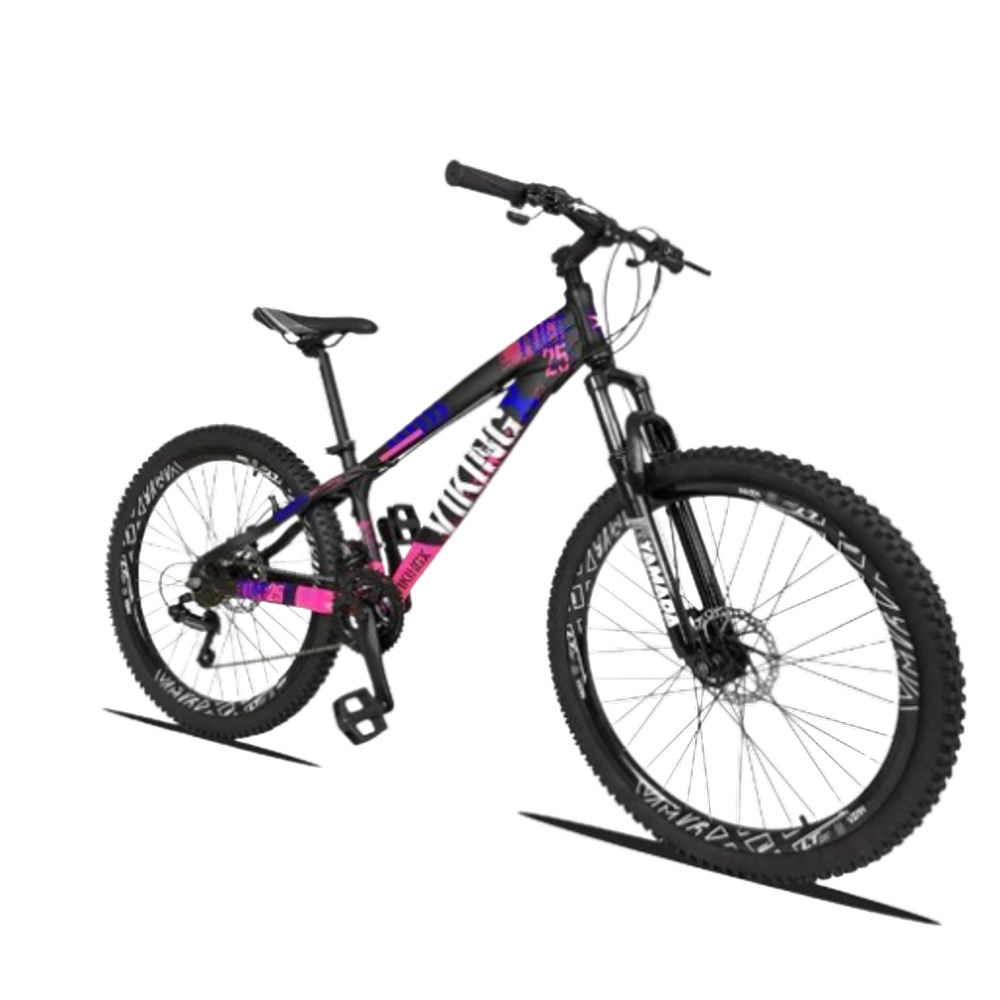 Bicicleta Vikingx Aro 26 Câmbios Shimanos 21V Preto Rosa