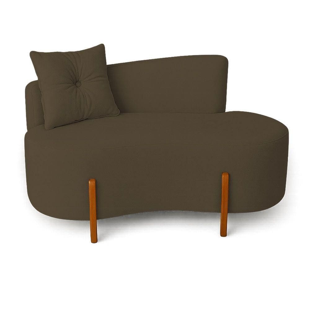 Sofá Orgânico Divã Veludo Com Pés De Madeira 7 Decor Marrom