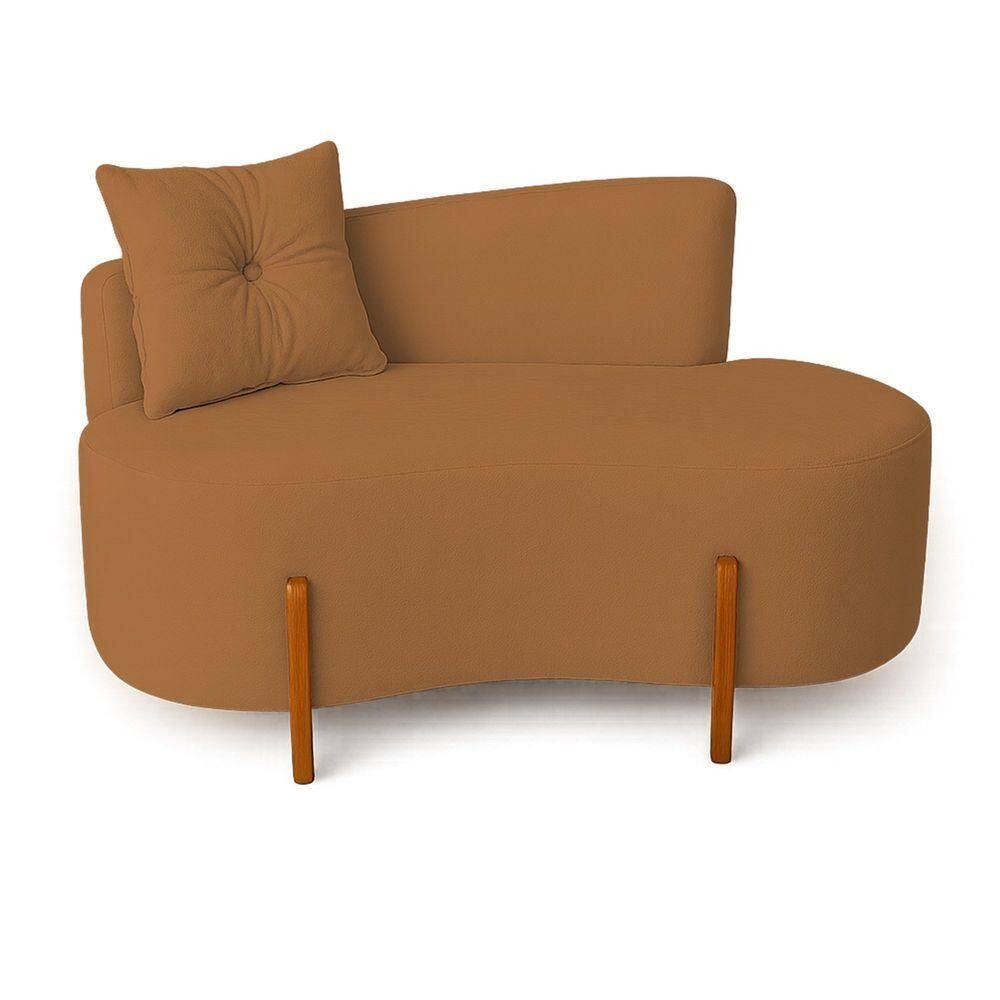 Sofá Orgânico Divã Veludo Com Pés De Madeira 7 Decor Terracota