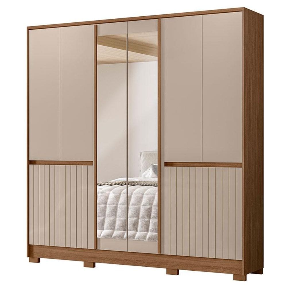 Guarda Roupa Casal Alasca 10 Portas Carvalho Fendi com Espelho - Moval
