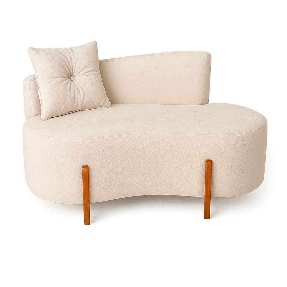 Sofá Orgânico Divã Veludo Com Pés De Madeira 7 Decor Bege
