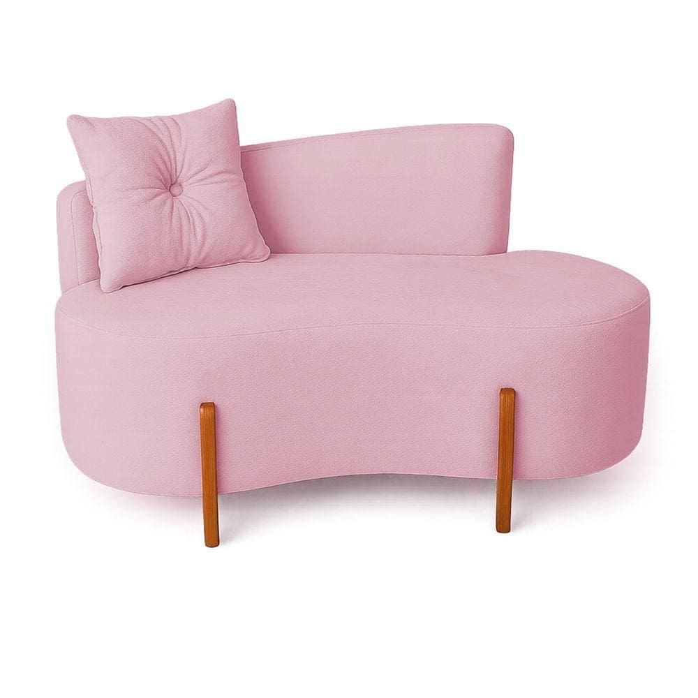 Sofá Orgânico Divã Veludo Com Pés De Madeira 7 Decor Rosê