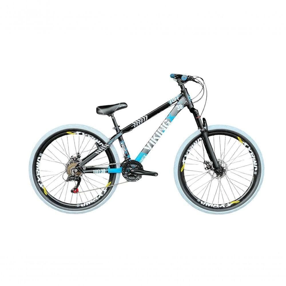Bicicleta Aro 26 Vikingx Preto/azul 21v Câmbios Shimano Pneu Branco