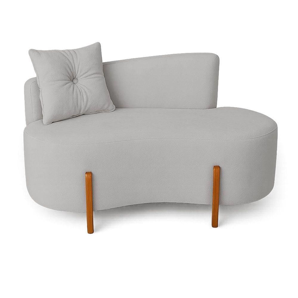 Sofá Orgânico Divã Veludo Com Pés De Madeira 7 Decor Prata