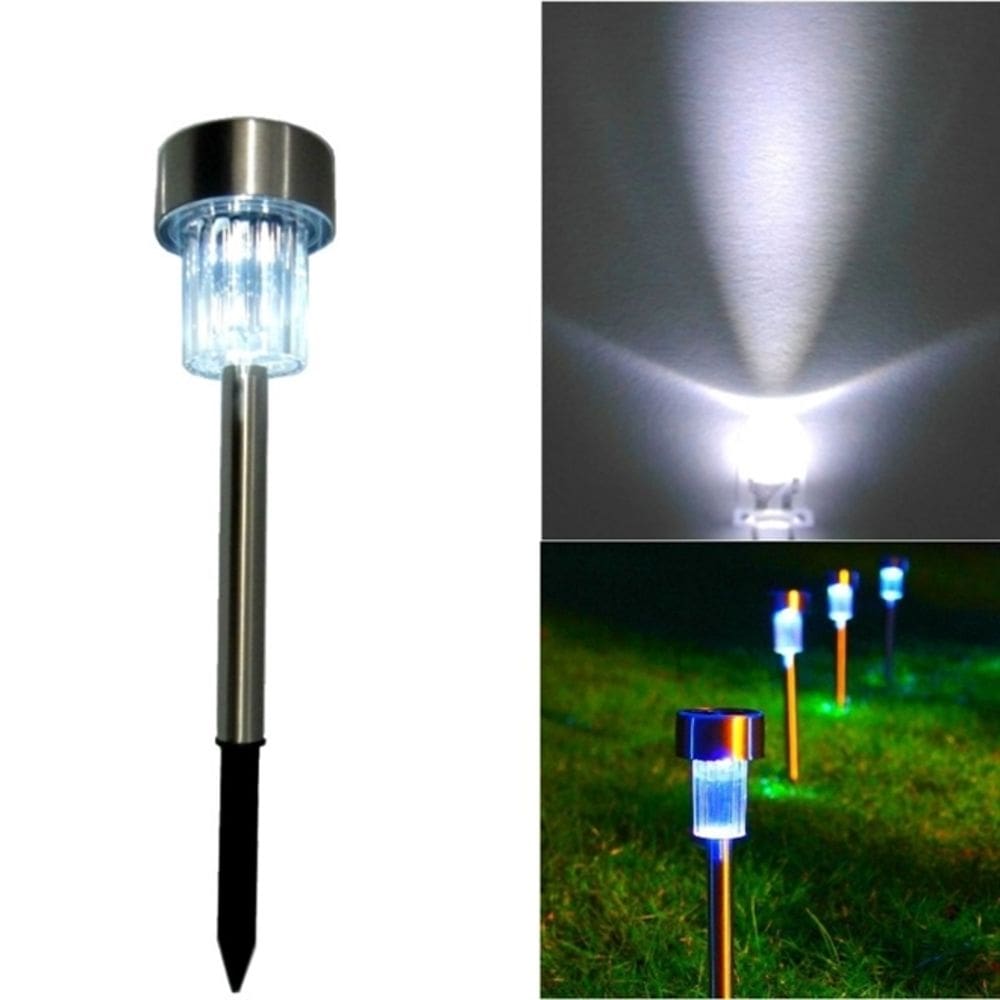 Luminaria Solar Balizadora Espeto Jardim Led Automatica Em Inox Lampada Poste Recarregavel Luz Decoracao