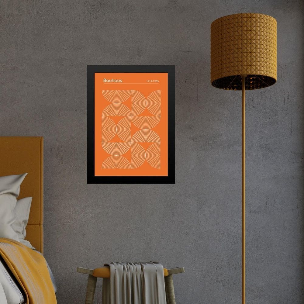 Quadro Bauhaus Orange Laranja Inverted Circles 33X24Cm Vidro