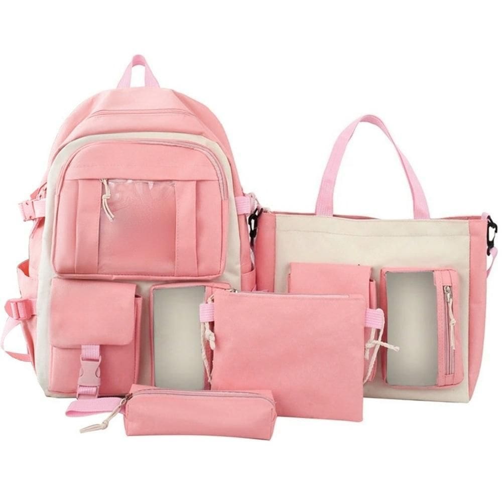 Kit Mochila Escolar Passeio Feminina Com Espaço Notebook