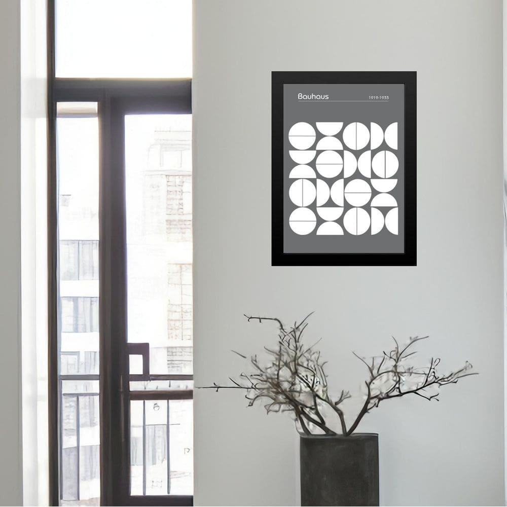 Quadro Bauhaus Grey Modern Poster - Upset Circles 33X24Cm