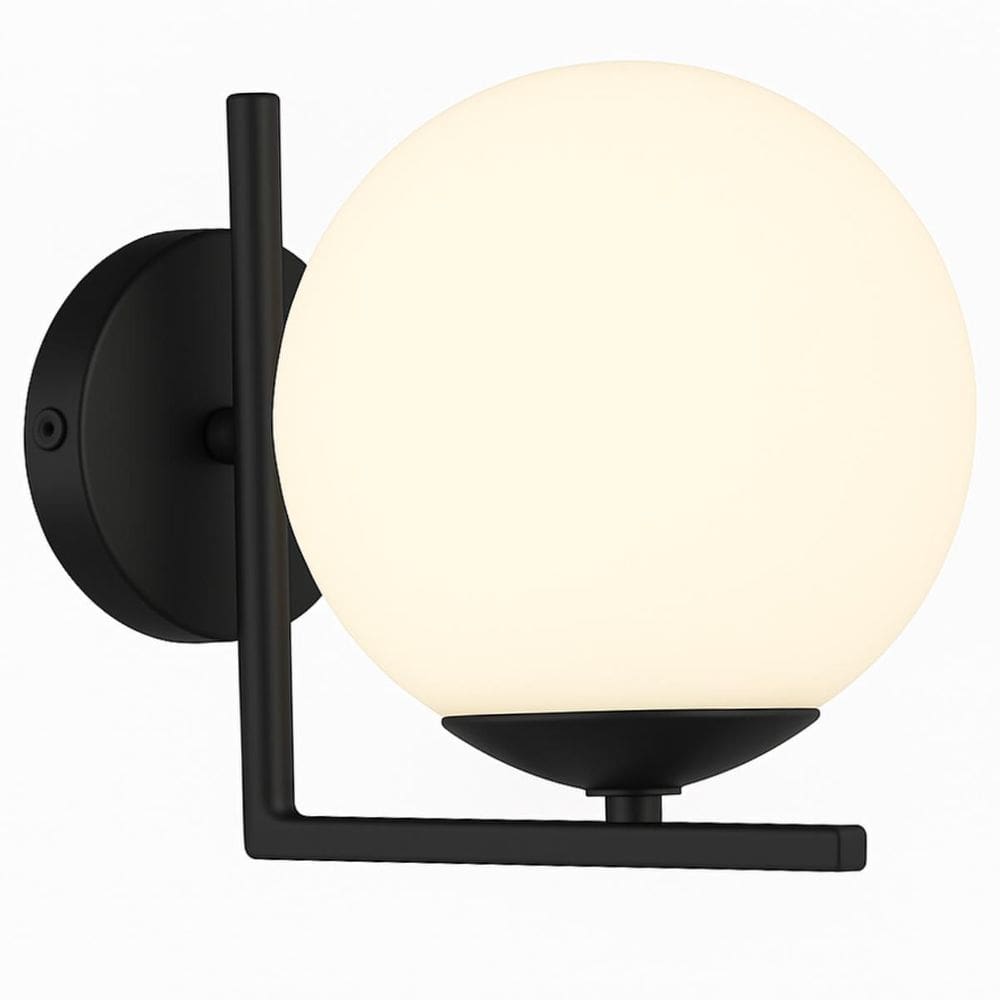 Luminária Arandela Parede 19Cm Globo Vidro 15Cm Metálica