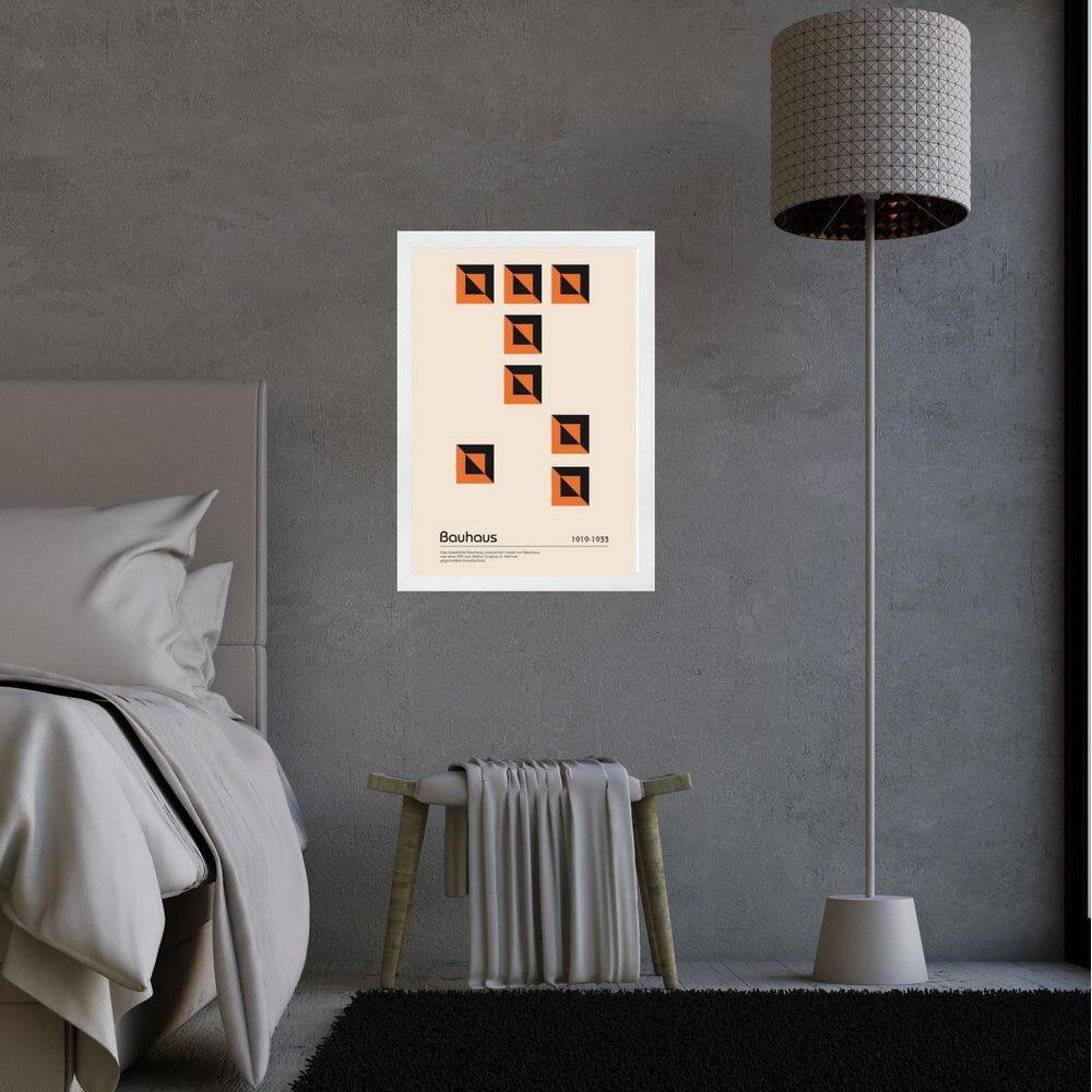 Quadro Orange Bauhaus Geometric Poster 24X18Cm
