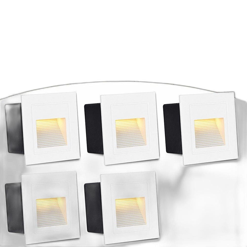 5 Balizador Led Branco Quente Embutir Parede Externo Zan08