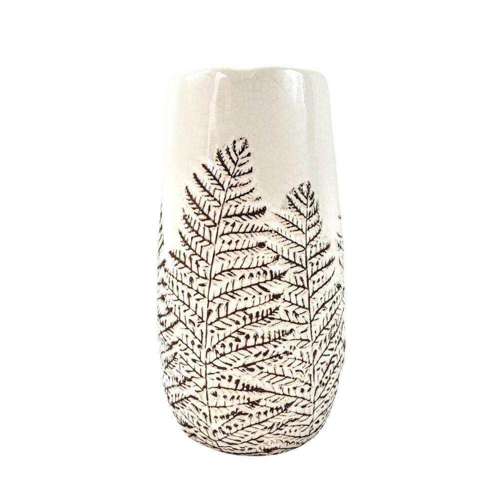 Vaso Decorativo Branco Pinheiro 26X14Cm Decoração Luxo