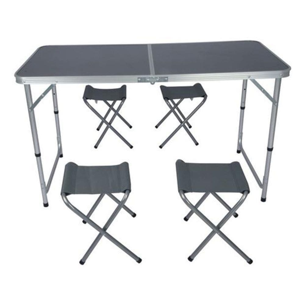 Conjunto De Mesa E Cadeiras Dobraveis Camping 4 Pessoas