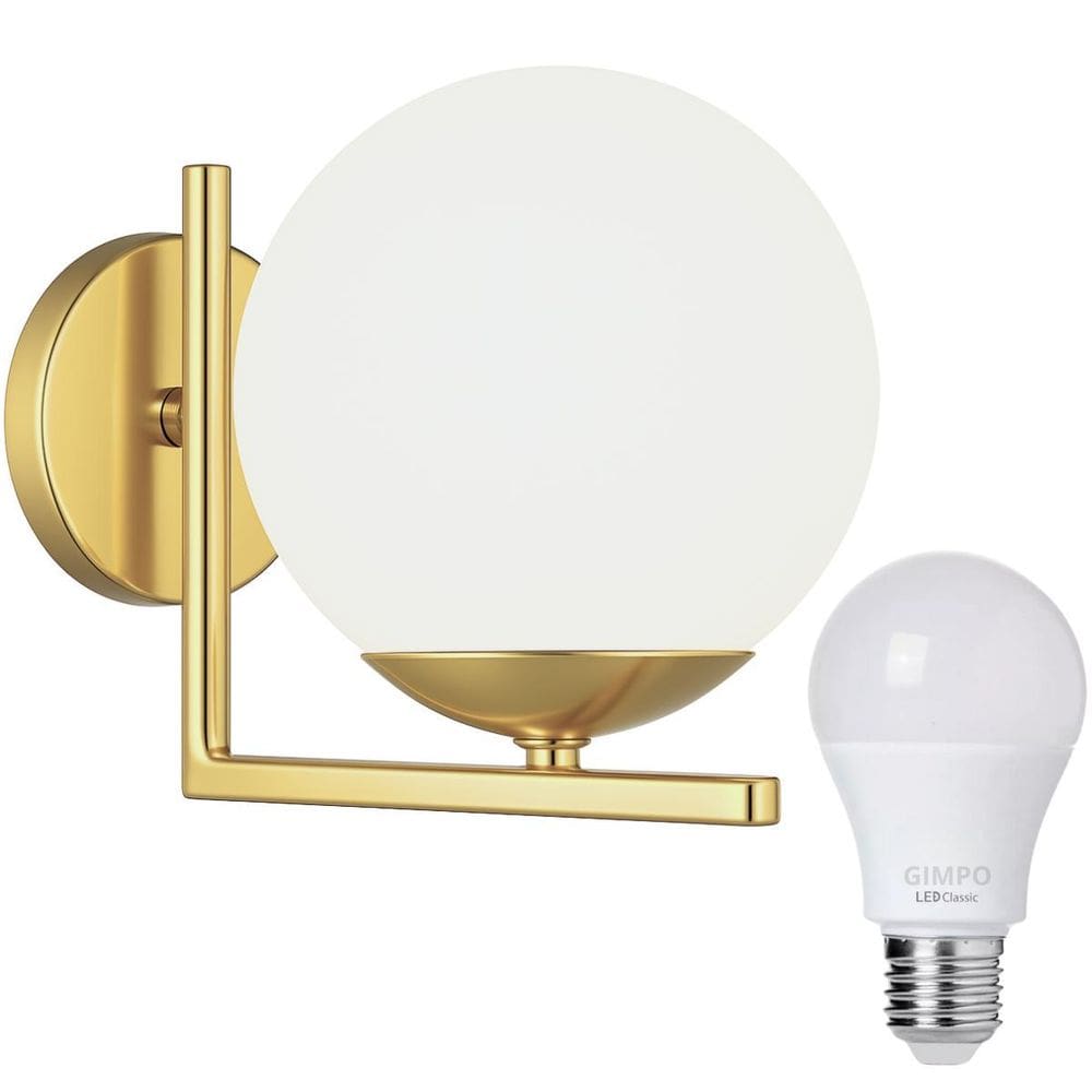 Luminária Arandela Parede 19Cm Globo Vidro 15Cm Metálica