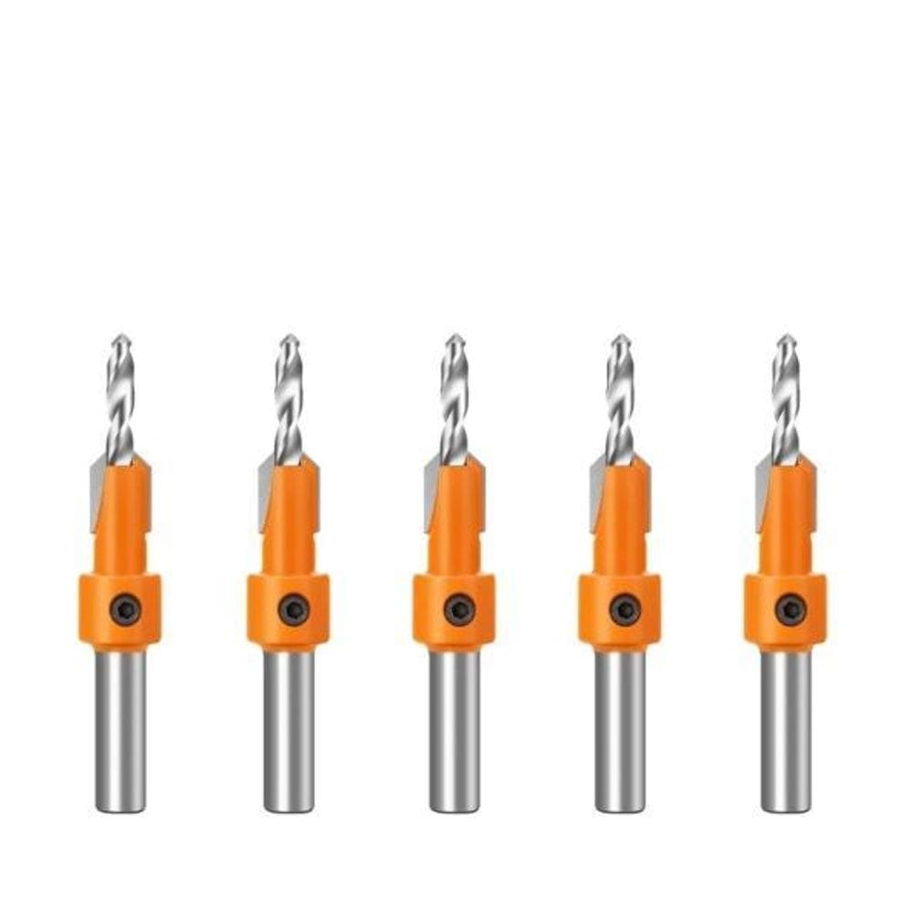 Kit 5 Brocas Escareadoras 3Mm X 8Mm Haste Lisa