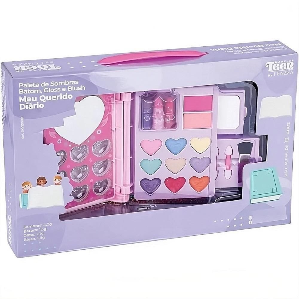 Paleta De Sombras Batom Gloss E Blush Meu Querido Diario