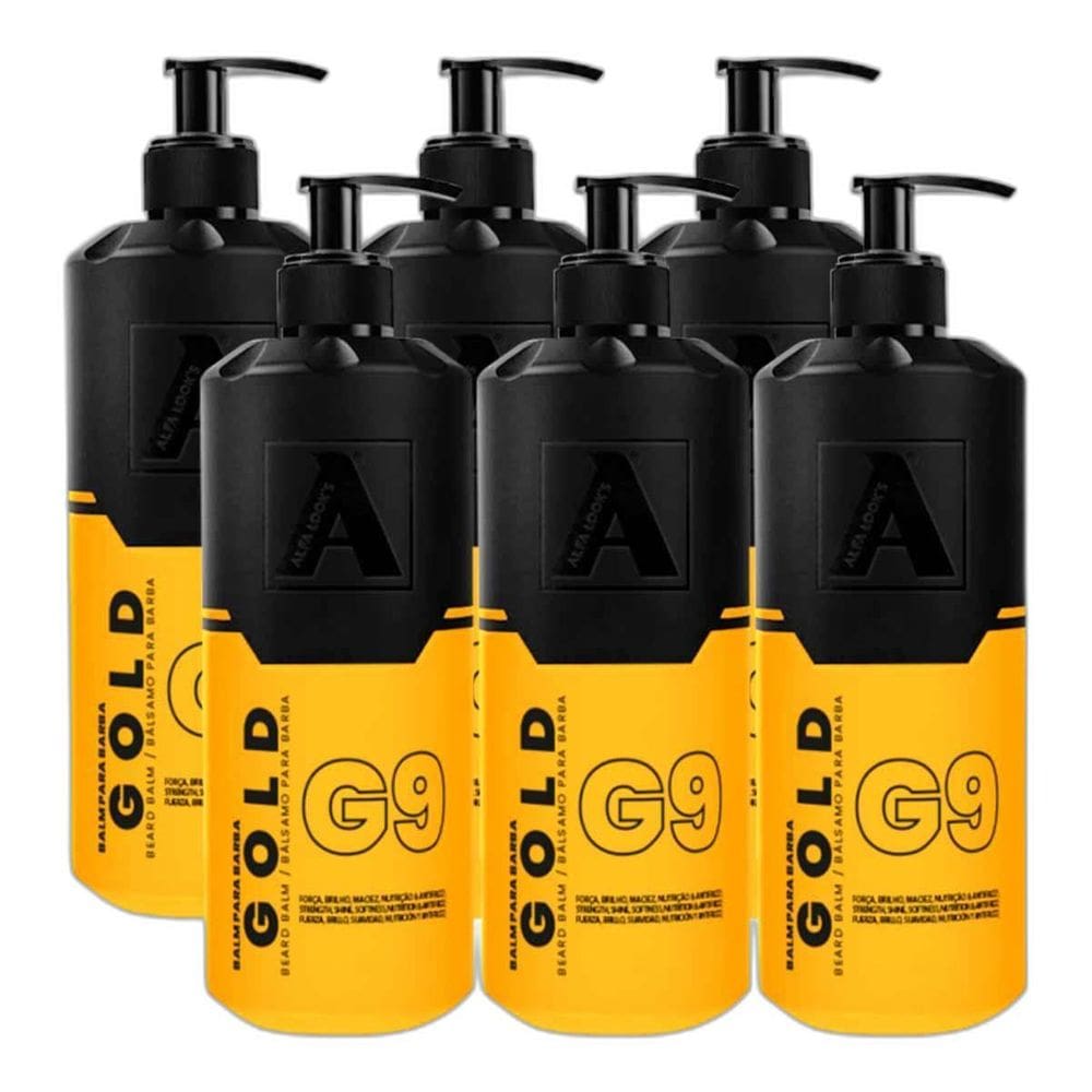 Kit 6X Balm Para Barba Hidratante Gold G9 200Ml Alfa Looks