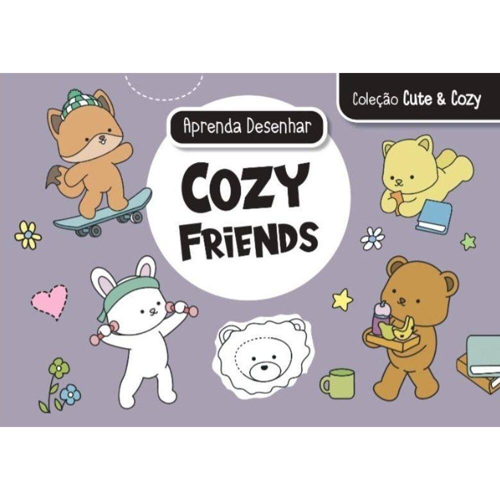 Livro Aprenda A Desenhar - Cozy Friends - Cinza