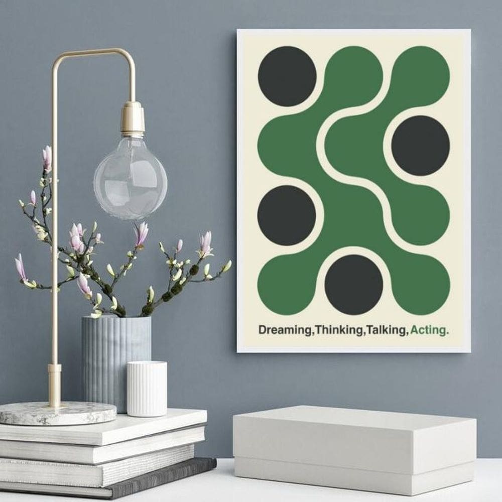 Quadro Poster Bauhaus Verde - Ação 45X34Cm