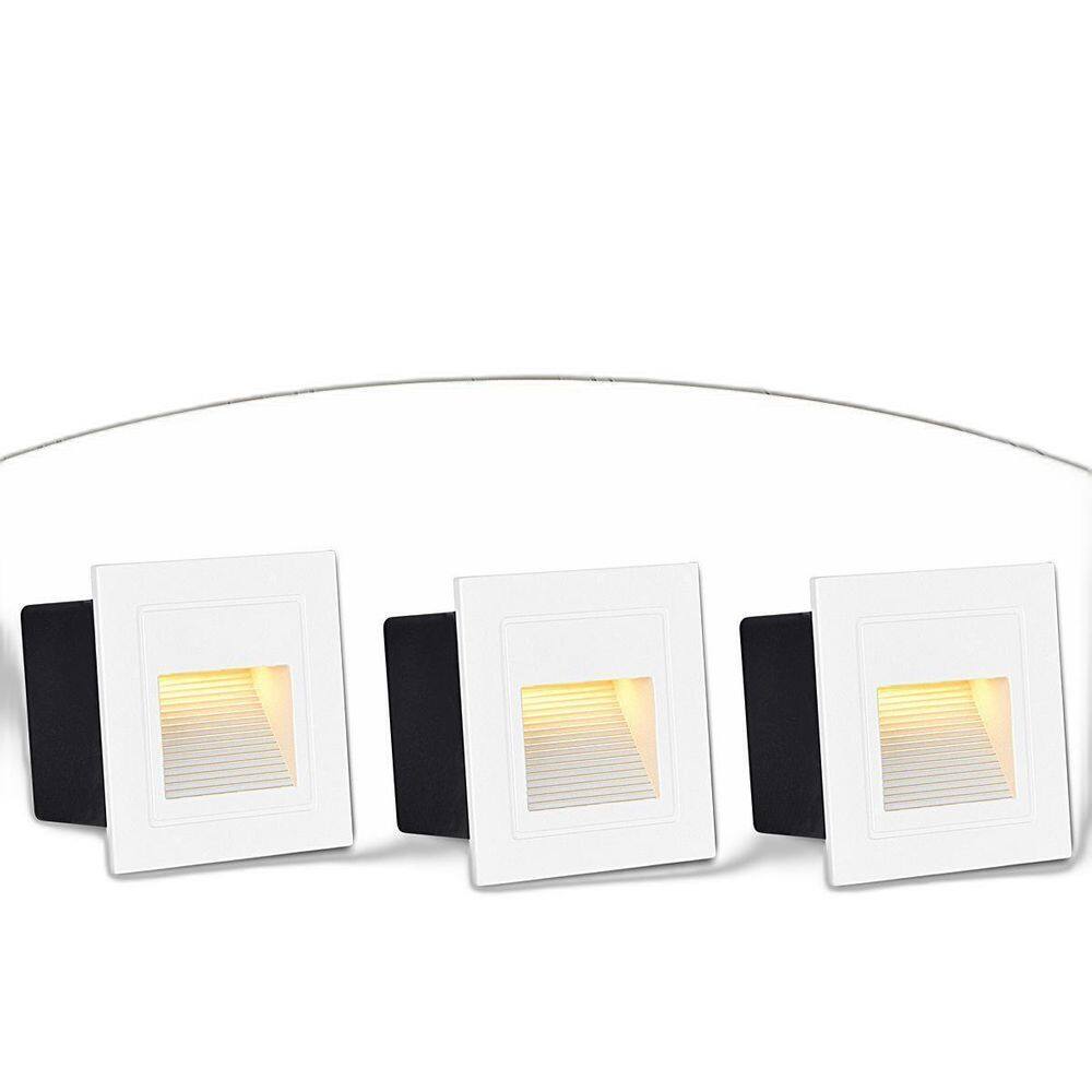 3 Balizador Externo Embutir Led 3000K Quadrado 3W Ip65 Zan08