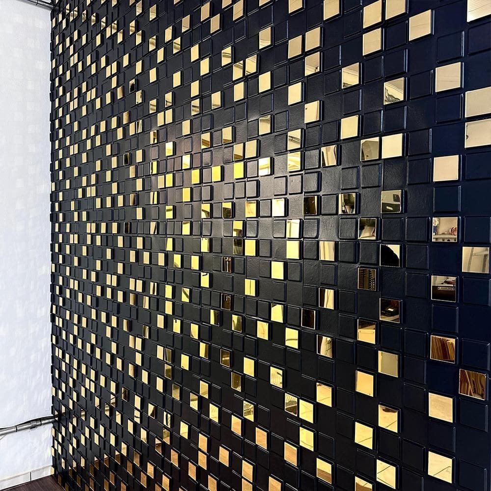 40 Placas 3D Revestimento De Parede Pixel Espelhado