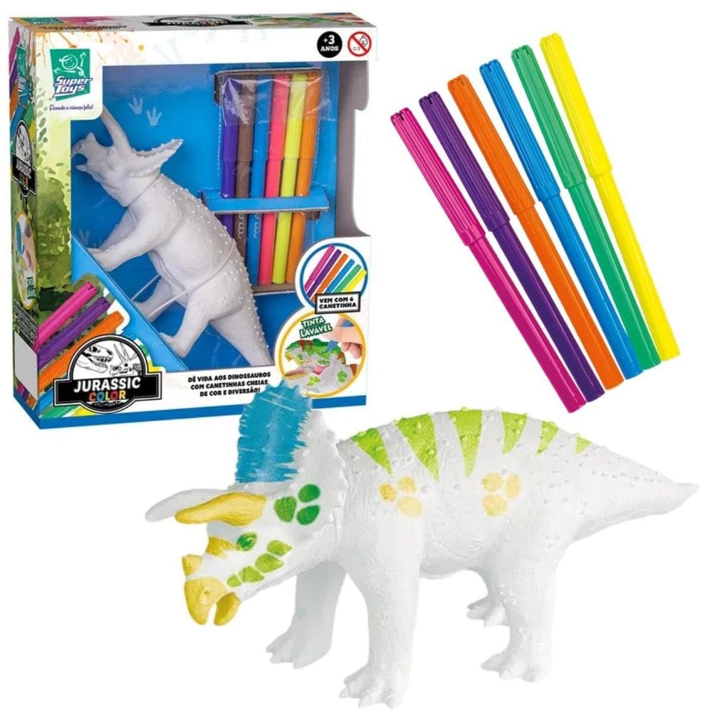 Brinquedo Para Pintar Jurassic Color Triceratops Dinossauro