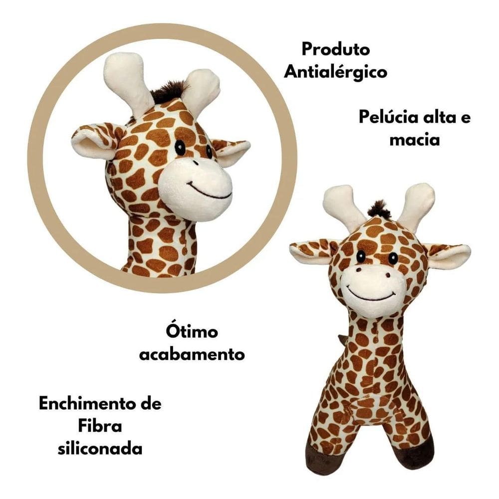 Girafa Safari Em Pé De Pelúcia Macio Infantil