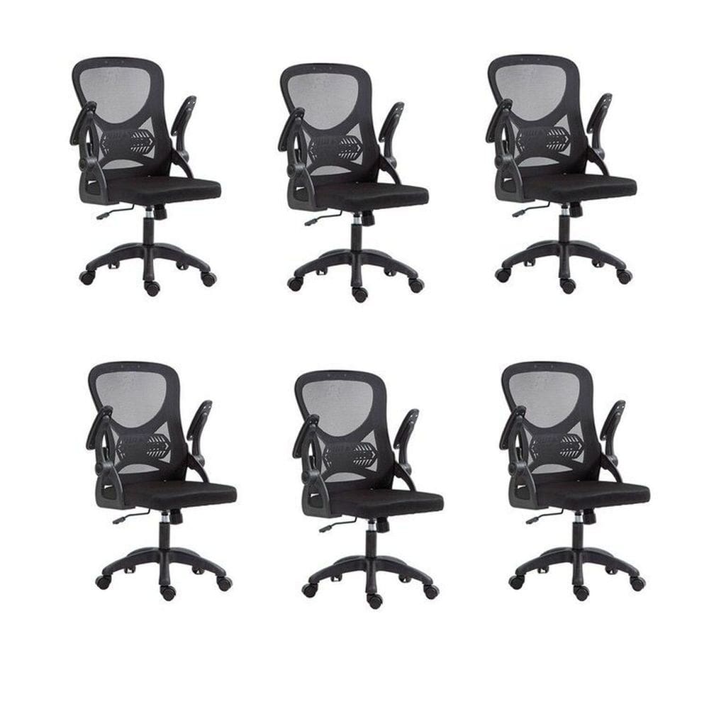 Kit com 6 Cadeira Escritório Diretor Office Columbus com Tela Mesh Preto