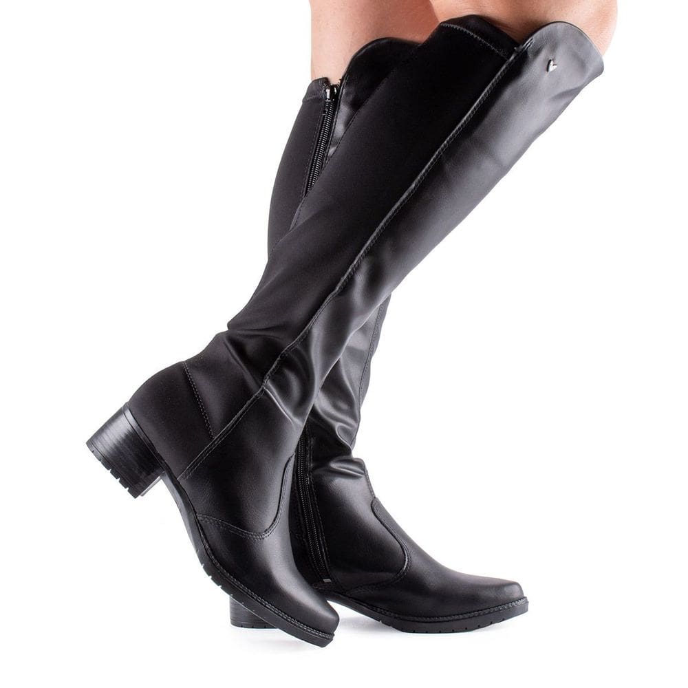 Bota Cano Longo Mississipi Feminina Preta Salto Baixo Confortável ME123 - Feminino