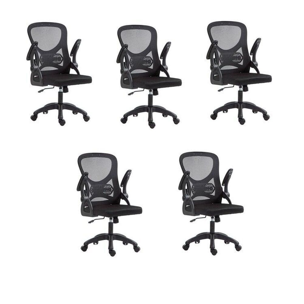 Kit com 5 Cadeira Escritório Diretor Office Columbus com Tela Mesh Preto