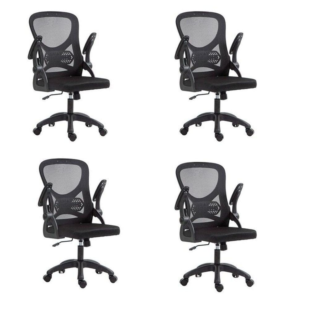 Kit com 4 Cadeira Escritório Diretor Office Columbus com Tela Mesh Preto